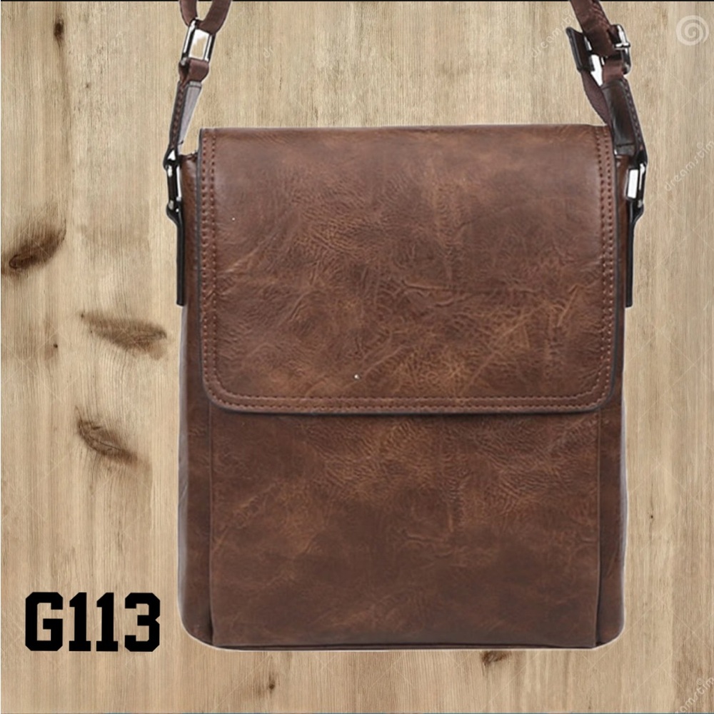 Men’s Brown Faux Leather Crossbody Messenger Bag | Classic Everyday Style (G113)